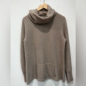 Knyt&Lynk Cashmere Funnel Sweater with Kangaroo Pocket in Beige size M